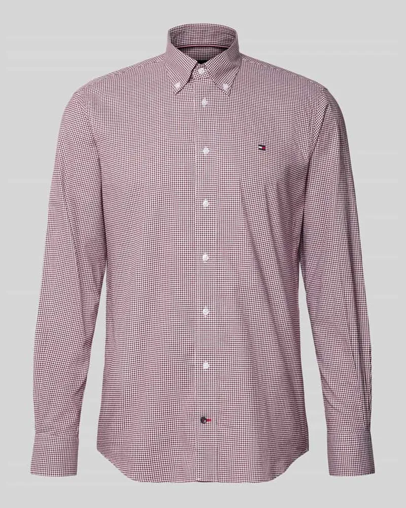 Tommy Hilfiger Regular Fit Businesshemd aus reiner Baumwolle Bordeaux