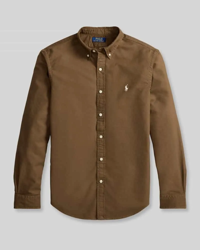 Ralph Lauren Slim Fit Freizeithemd aus reiner Baumwolle Mittelbraun