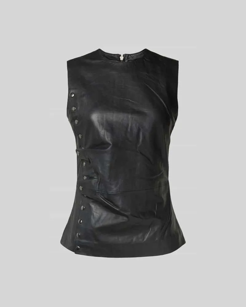 ROTATE Birger Christensen Tanktop mit Druckknopfleiste Black