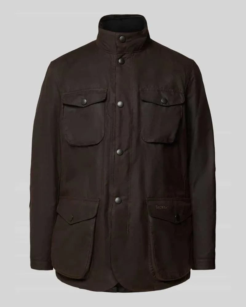 Barbour Regular Fit Jacke aus gewachster Baumwolle Dunkelbraun