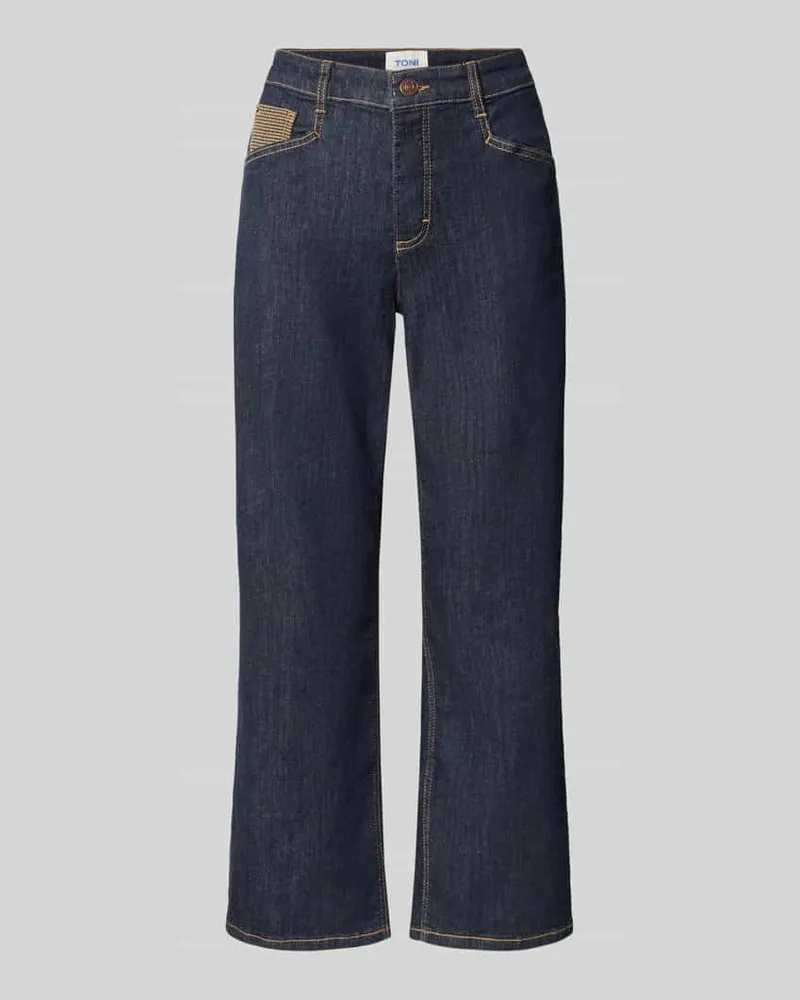 TONI Barrel Jeans aus Baumwoll-Mix Modell 'Liv Dunkelblau