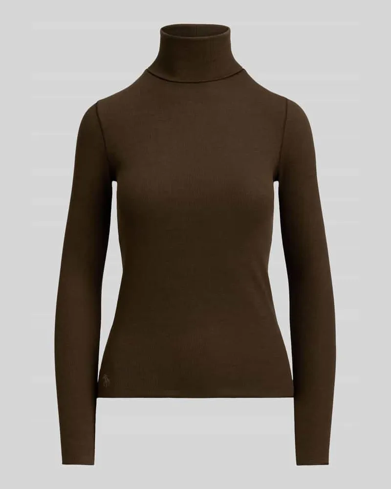 Ralph Lauren Slim Fit Rollkragenpullover aus Baumwoll-Lyocell-Mix Dunkelbraun