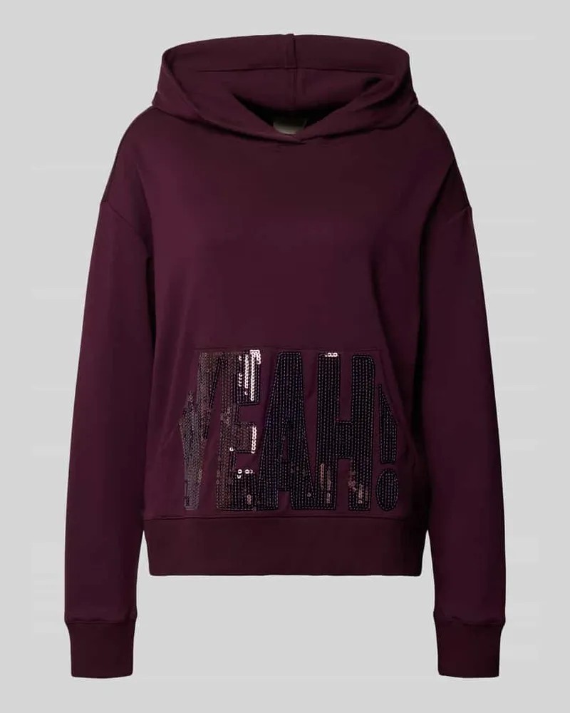 Milano Italy Hoodie aus Viskose-Mix mit Känguru-Tasche und Pailletten Bordeaux