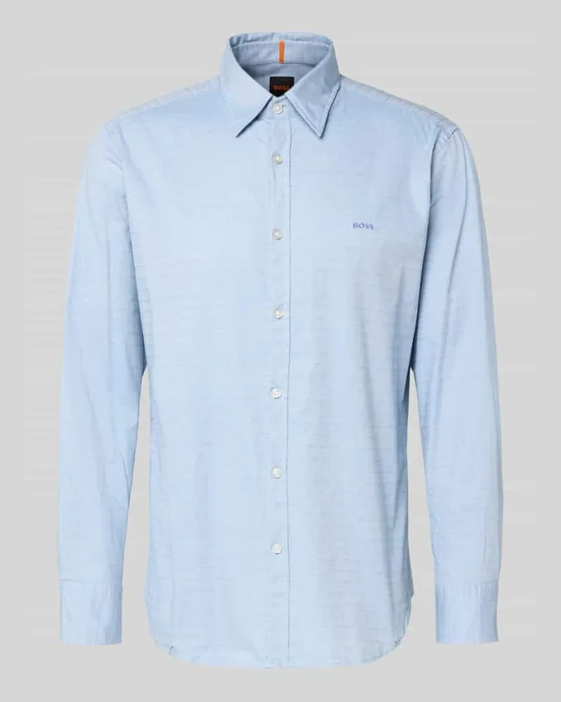 HUGO BOSS Regular Fit Freizeithemd aus Baumwoll-Mix Modell 'RELEGANT Hellblau