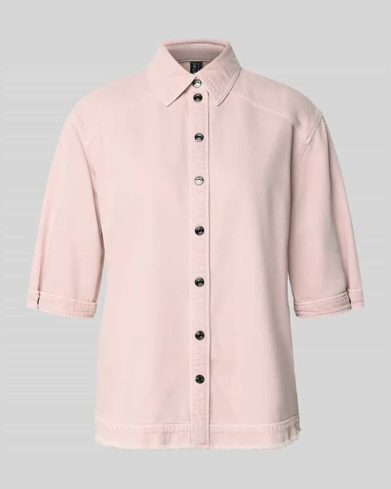 Marc Cain Jeansbluse mit Fransensaum und 1/2-Arm Rosa