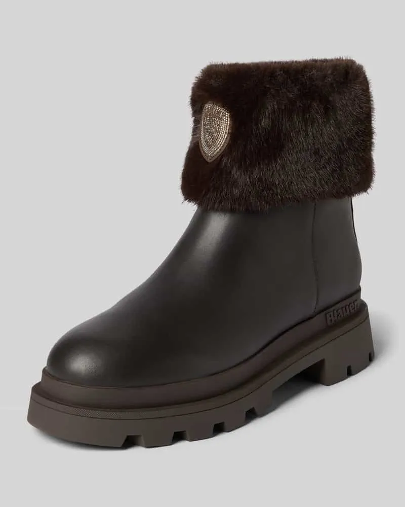 Blauer Boots aus echtem Leder Dunkelbraun
