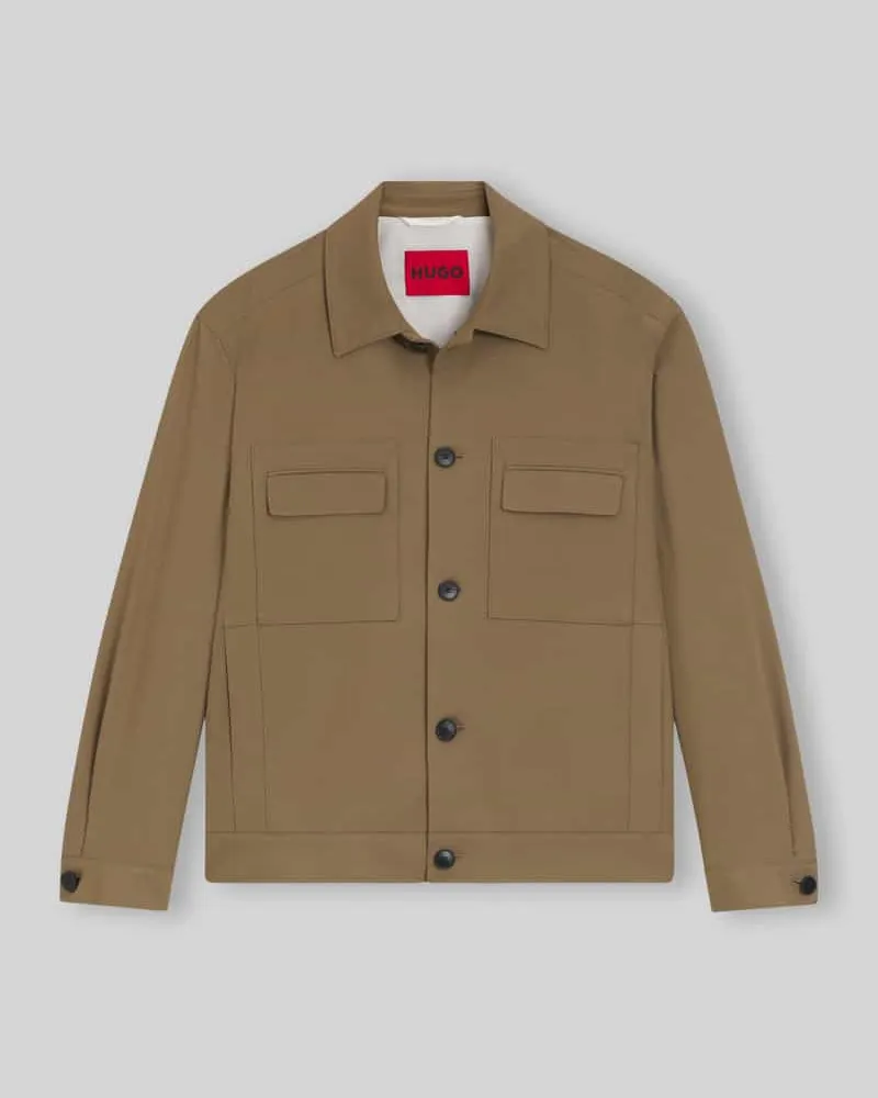 HUGO BOSS Slim Fit Hemdjacke aus Twill Modell 'JULIANO243F1 Beige