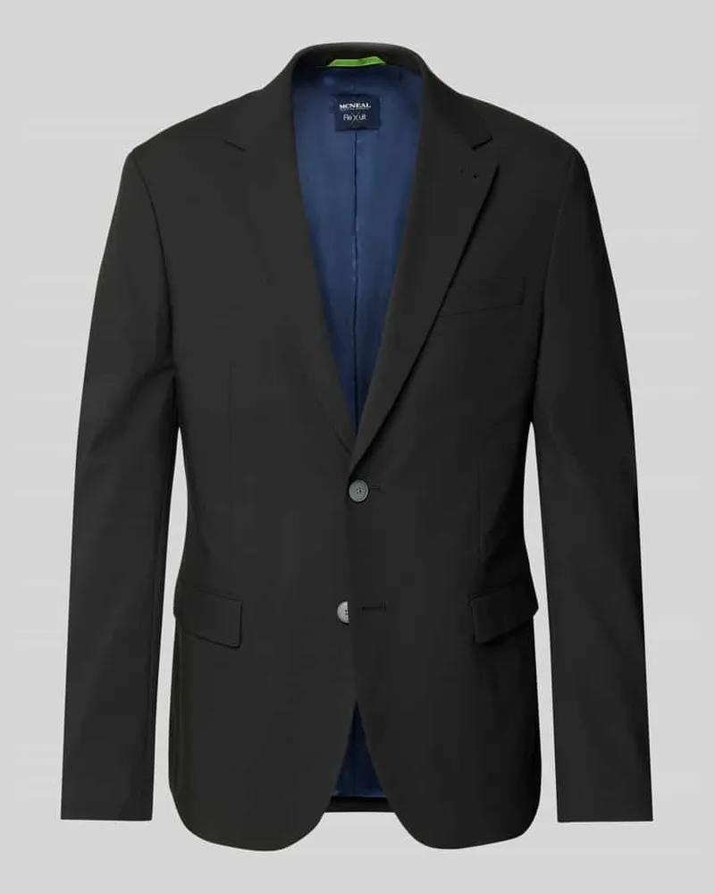 McNeal Slim Fit 2-Knopf-Sakko mit Pattentaschen Black