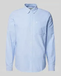 Carhartt WIP Regular Fit Freizeithemd mit Button-Down-Kragen Modell 'LOGO Hellblau