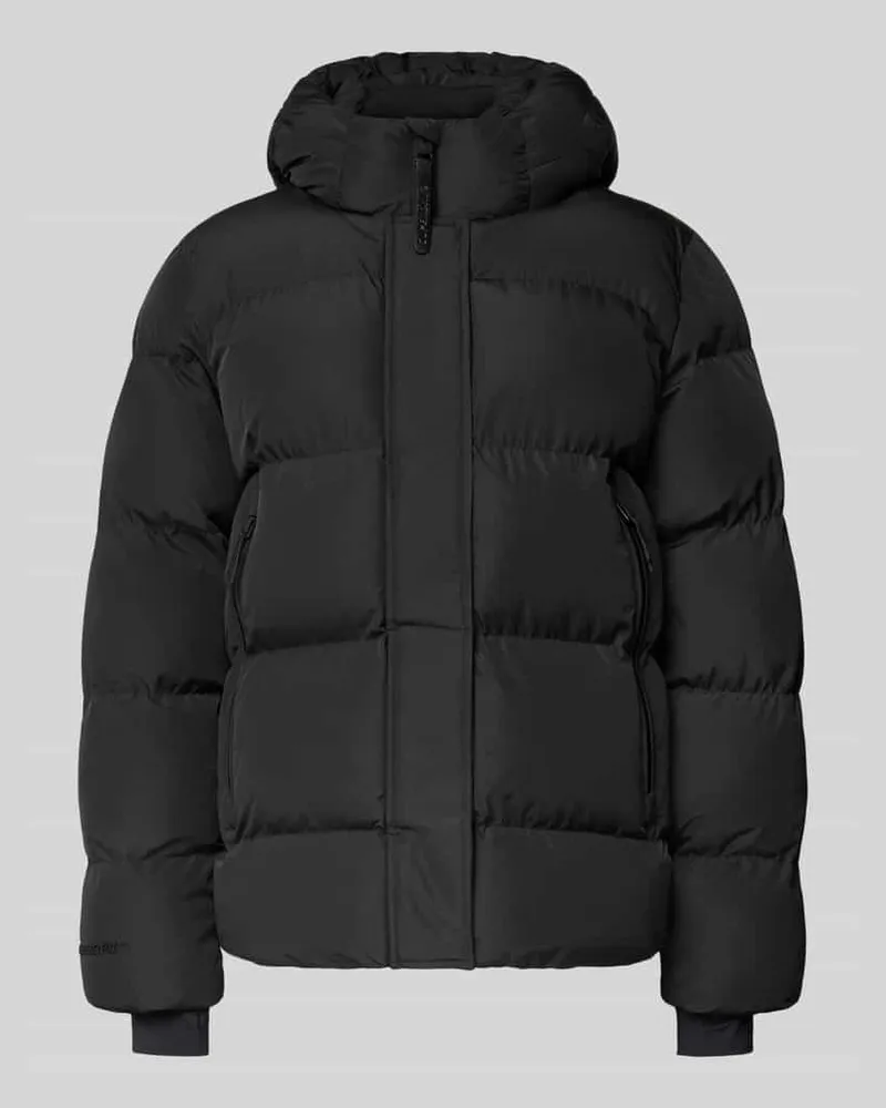 Superdry. Steppjacke mit verdecktem Reißverschluss und Kapuze Black
