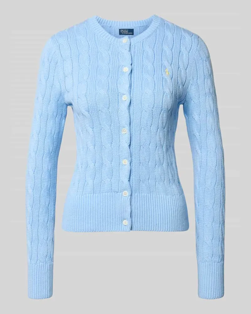 Ralph Lauren Regular Fit Strickjacke aus reiner Baumwolle Hellblau