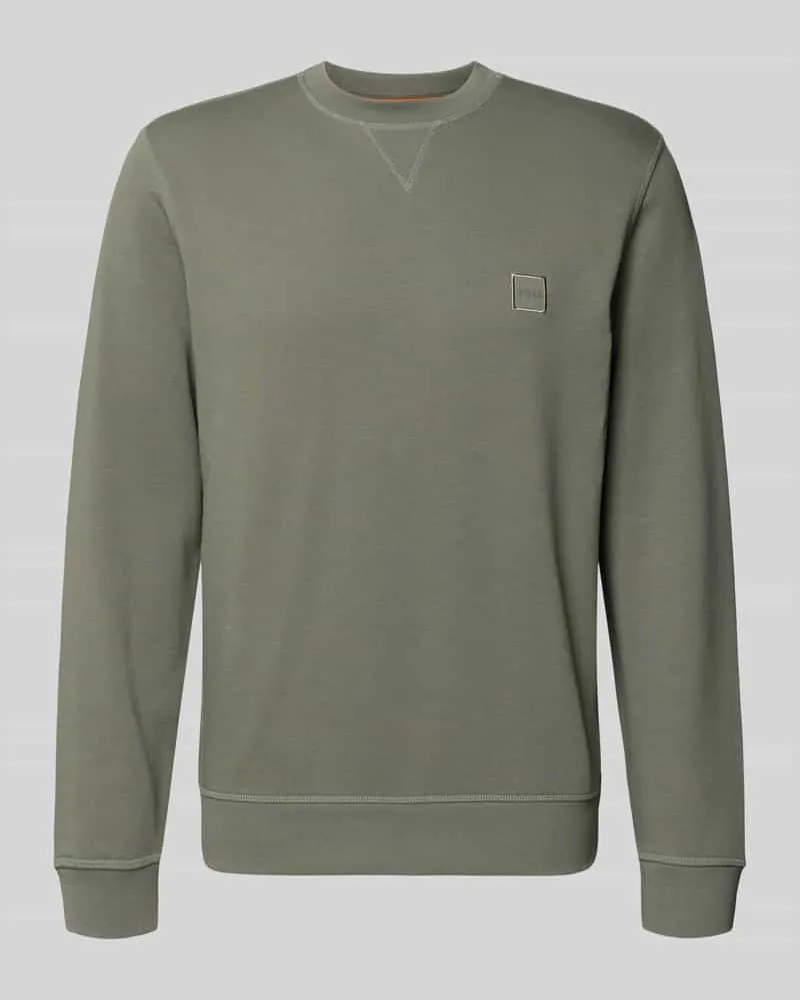 HUGO BOSS Relaxed Fit Sweatshirt aus reiner Baumwolle Modell 'WESTART Oliv