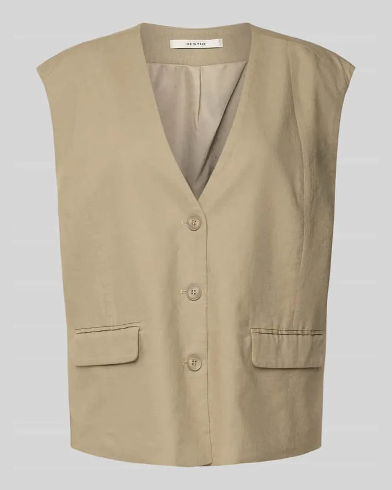 Gestuz Regular Fit Weste aus Viskose-Leinen-Mix Modell 'IZZA Sand