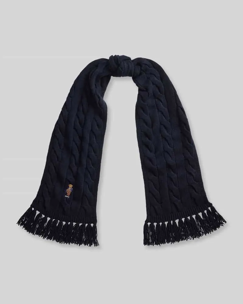 Ralph Lauren Schal aus Woll-Mix mit Polo-BEAR-Motiv Marine