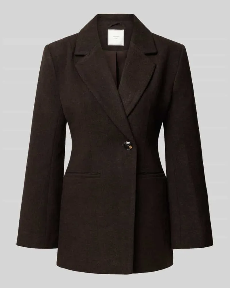 Neo Noir Regular Fit Longblazer aus Wolle mit Schulterpolstern Dunkelbraun