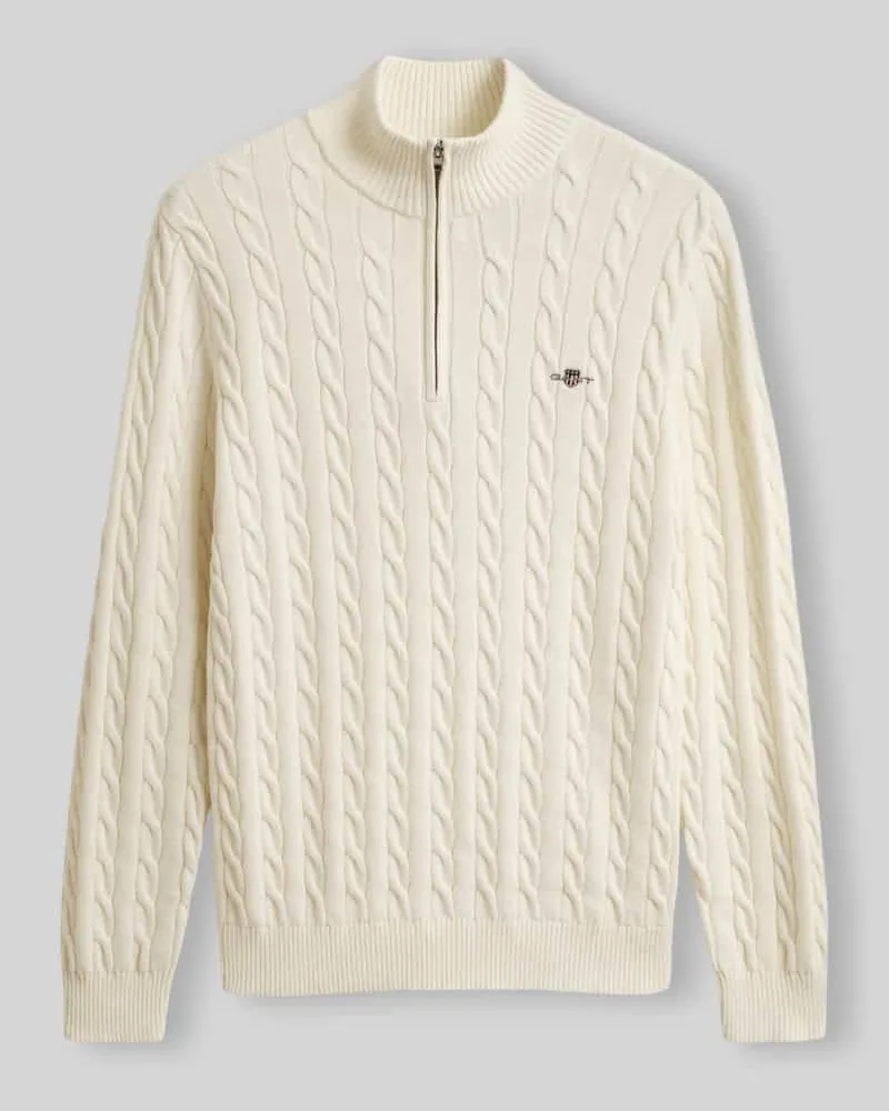 Gant Troyer mit Half Zip Offwhite