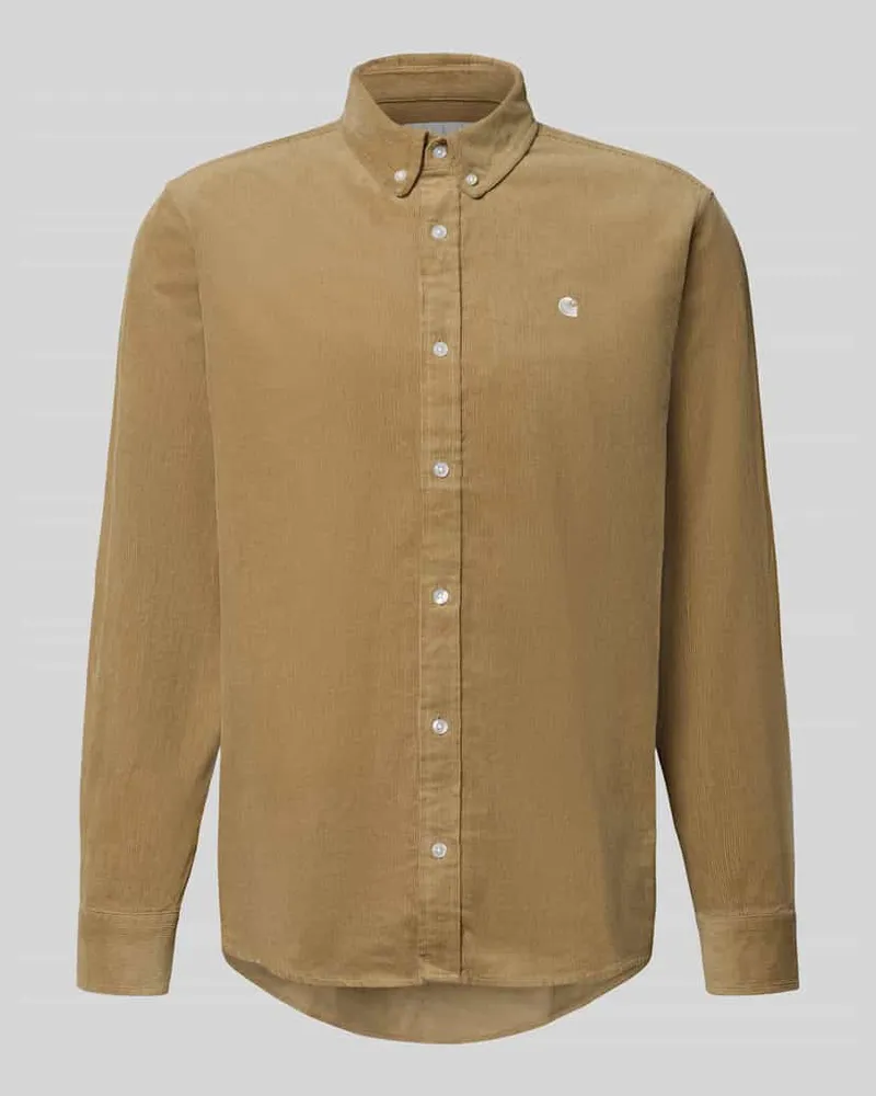 Carhartt WIP Regular Fit Freizeithemd aus Cord mit Button-Down-Kragen Beige