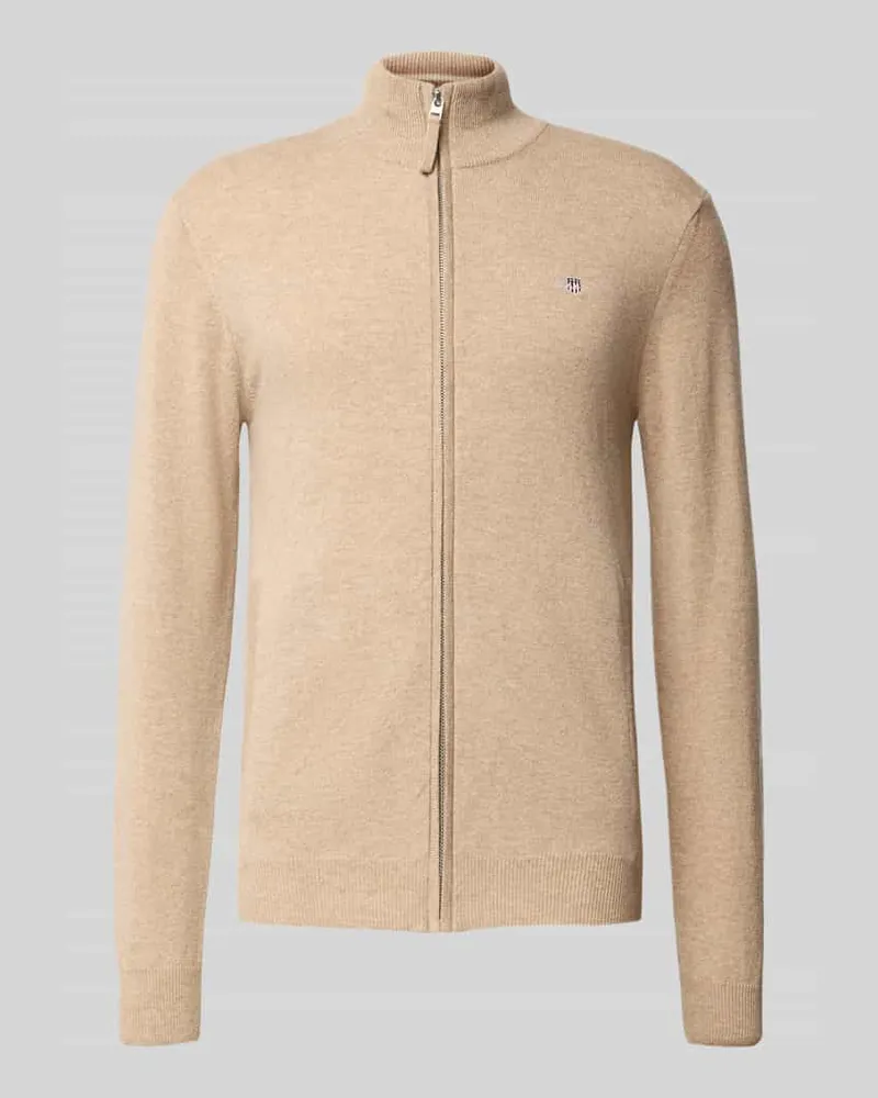 Gant Strickjacke mit Reißverschluss Sand