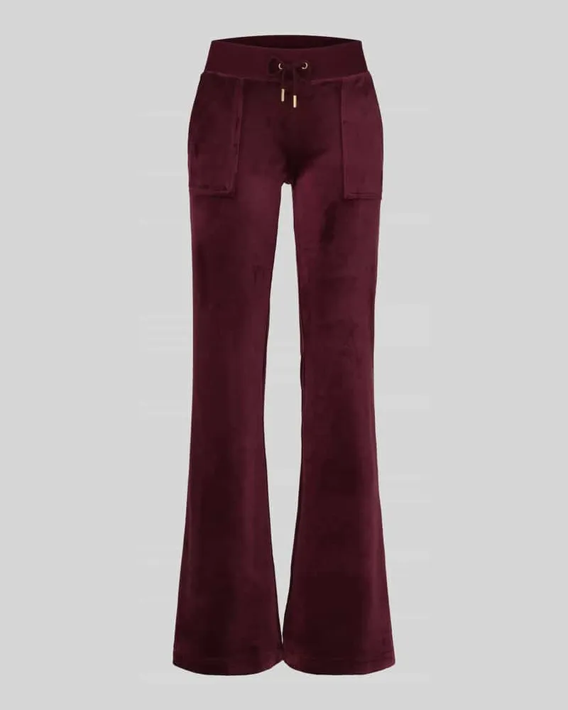 Juicy Couture Sweathose mit Samtoptik Modell 'Layla Gold Dunkelrot