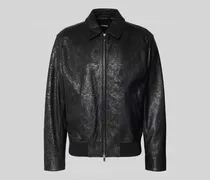 Regular Fit Lederjacke mit Allover-Muster Modell 'JUZE_CNY