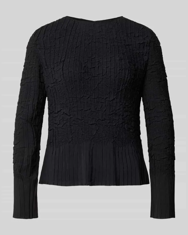 HUGO BOSS Regular Fit Langarmbluse in Crinkle-Optik Modell 'BOPPAR Black