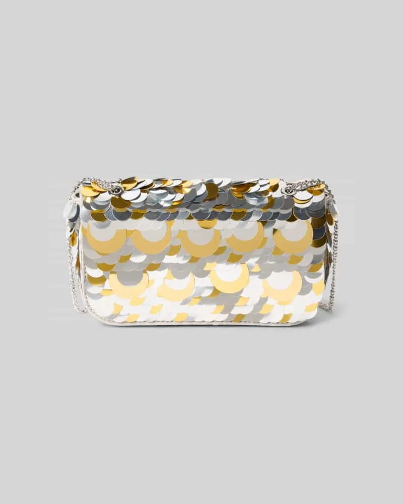 Paco Rabanne Henkeltasche mit Paillettenbesatz Modell 'SPARKLEMINI Silber