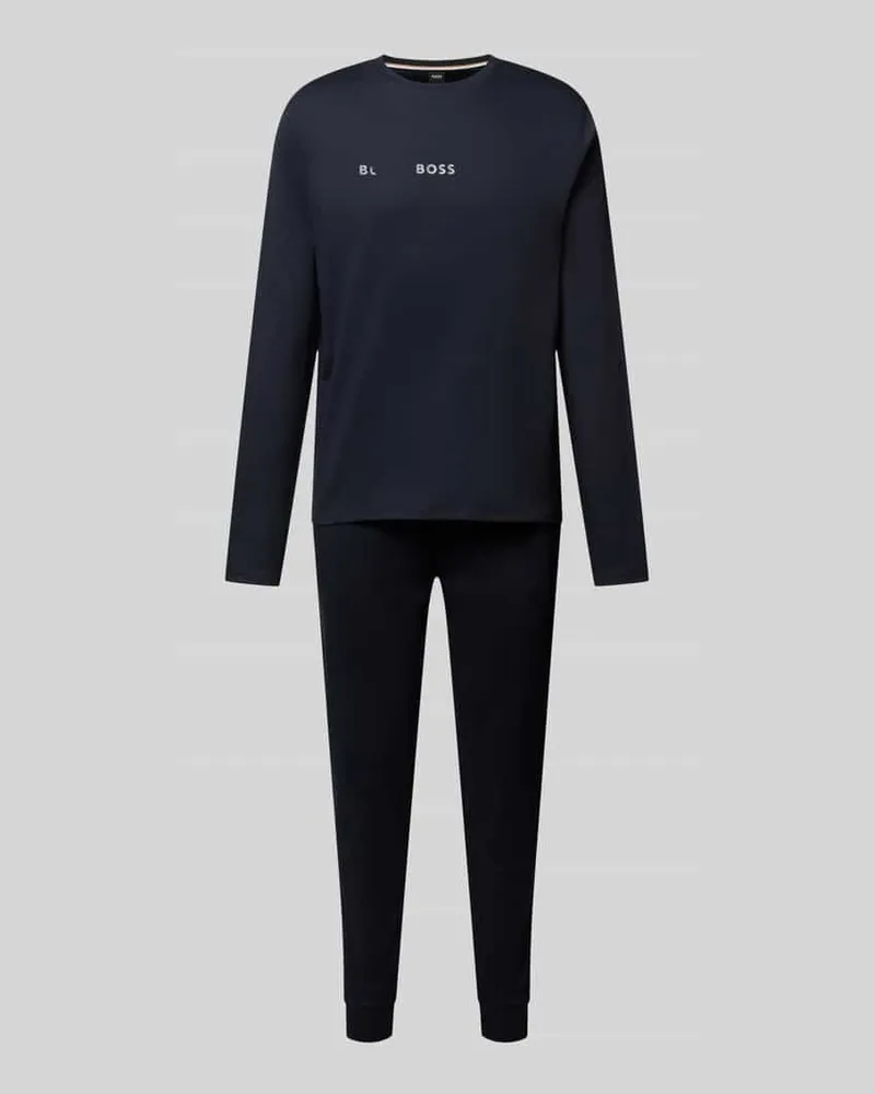 HUGO BOSS Regular Fit Pyjama-Set aus reiner Baumwolle Marine