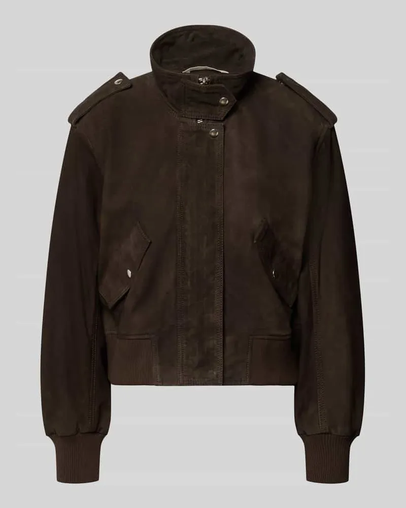 Marc O'Polo Regular Fit Lederjacke aus echtem Ziegenleder Dunkelbraun