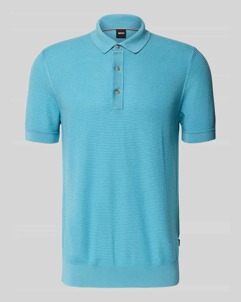 HUGO BOSS Regular Fit Strickpoloshirt aus Lyocell-Baumwoll-Mix Modell 'LANNOTTI Aqua