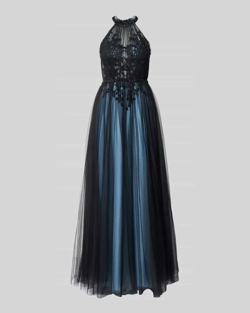 Mascara Regular Fit Abendkleid mit Spitzenbesatz Bleu