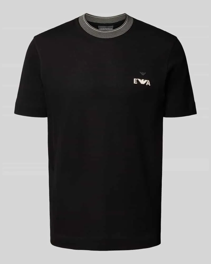 Emporio Armani T-Shirt mit Label-Stitching und Rundhalsausschnitt Black