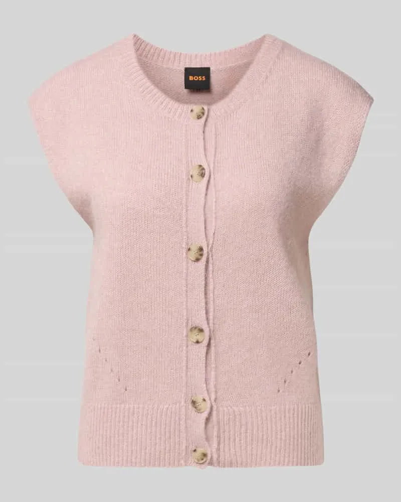 HUGO BOSS Relaxed Fit Strickweste mit Woll-Alpaka-Anteil Modell 'FOLDERIO Rosa