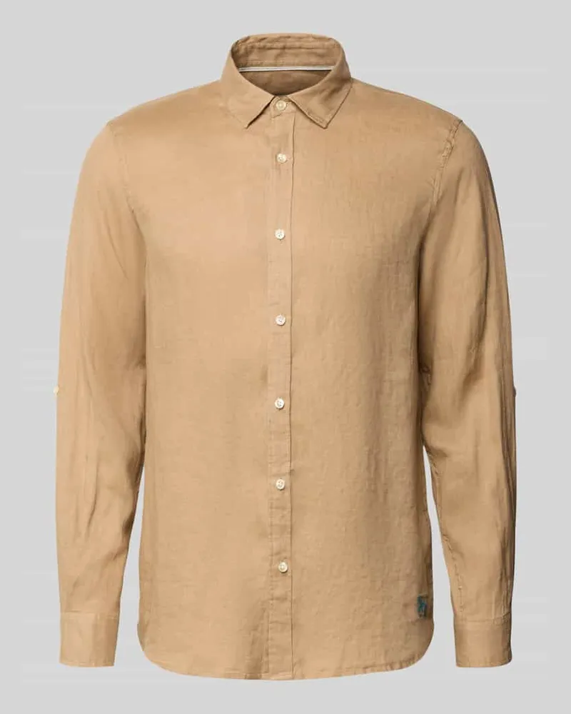 Scotch&Soda Regular Fit Leinenhemd aus reinem Leinen Modell 'CORE Hellbraun