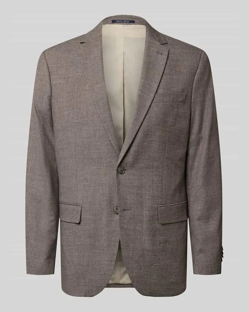 Christian Berg Regular Fit 2-Knopf-Sakko mit Pattentaschen Dunkelbraun