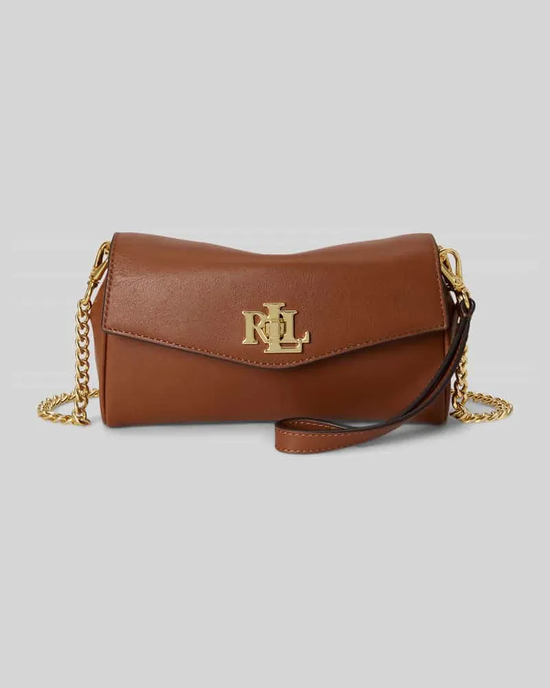 Ralph Lauren Umhängetasche aus echtem Leder mit abnehmbarer Tragekette Cognac