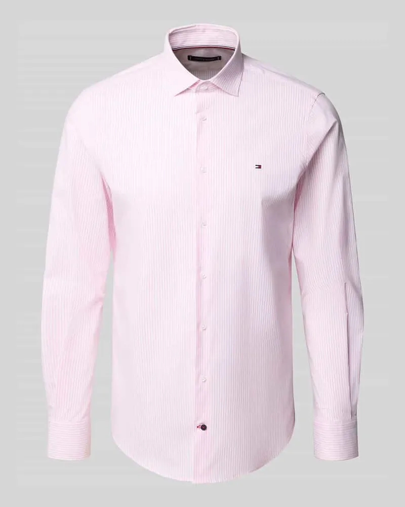 Tommy Hilfiger Slim Fit Businesshemd aus hochwertigem Baumwoll-Mix Hellrosa