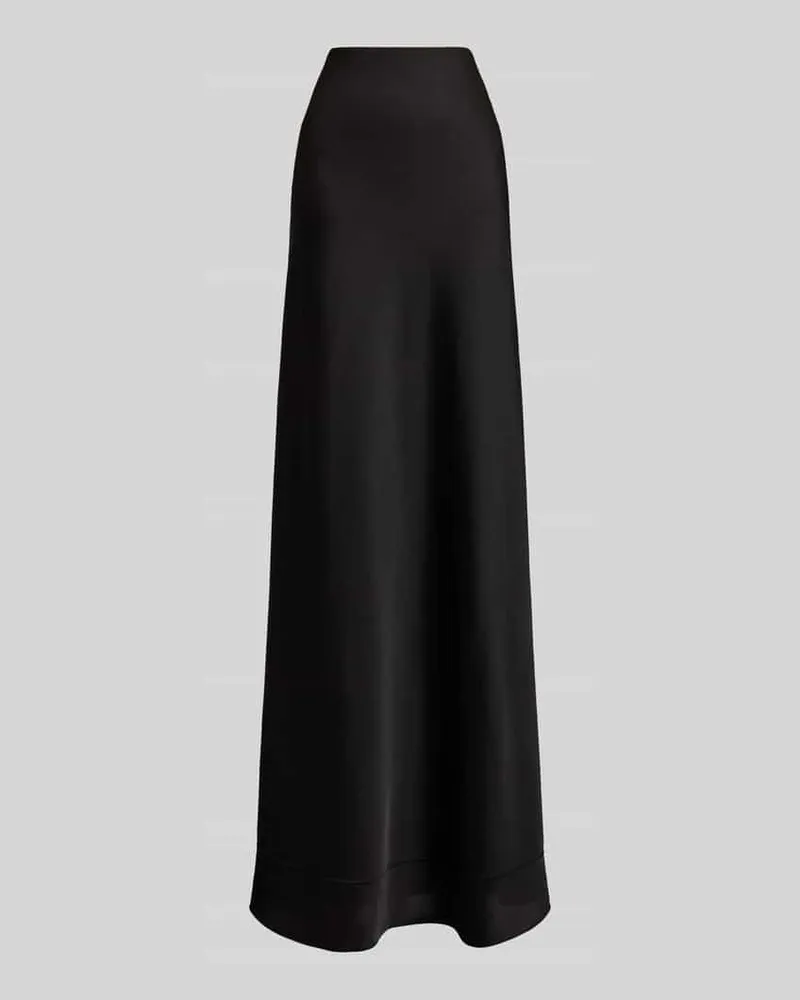 Ralph Lauren Ausgestellter Maxi-Rock aus Satin Black
