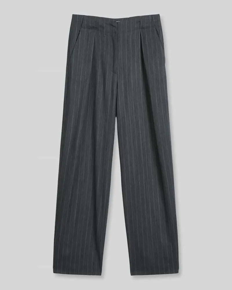 Marc O'Polo Regular Fit Hose aus Wolle mit Bundfalten Anthrazit