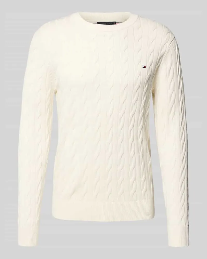 Tommy Hilfiger Regular Fit Strickpullover aus reiner Baumwolle Ecru