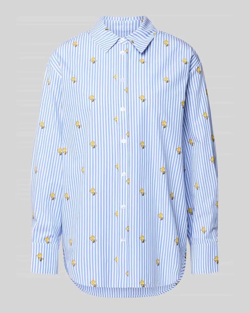 Essentiel Oversized Hemdbluse aus reiner Baumwolle Modell 'JEPPERMINT SNOOPY Blau