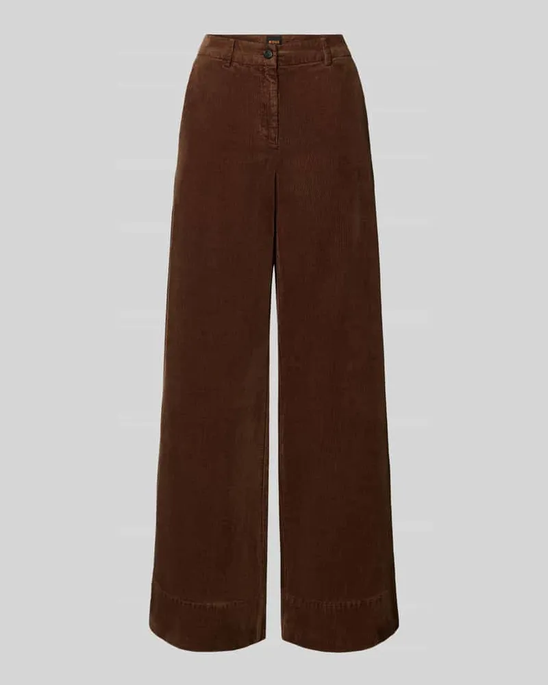 HUGO BOSS Cordhose mit weitem Bein Mittelbraun