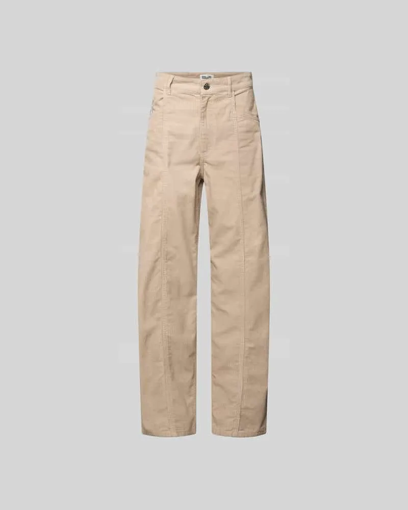 Baum und Pferdgarten Straight Fit Cordhose mit Logo-Patch Beige