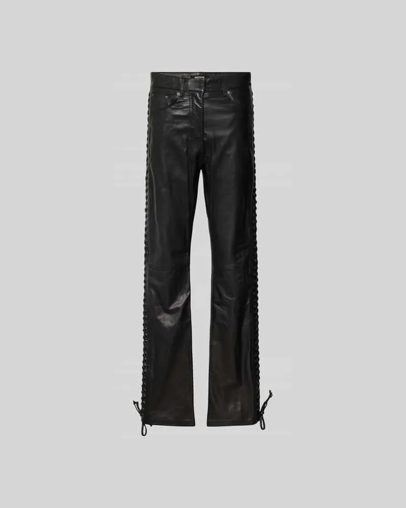 ROTATE Birger Christensen Lederhose mit 5-Pocket-Design Black
