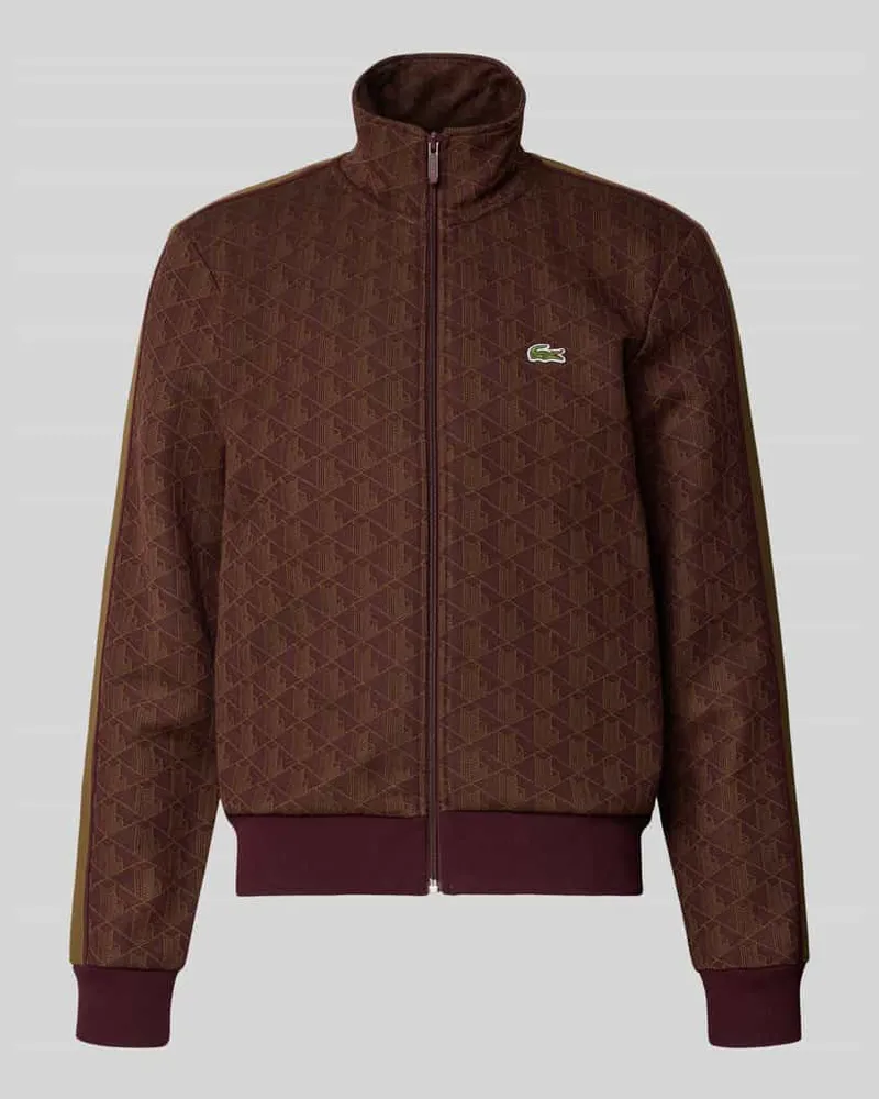 Lacoste Regular Fit Sweatjacke mit Monogramm-Print Bordeaux