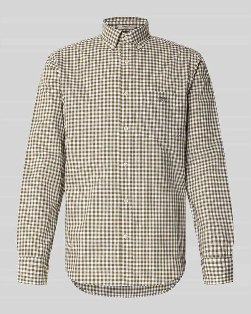 Gant Regular Fit Freizeithemd mit Button-Down-Kragen Oliv