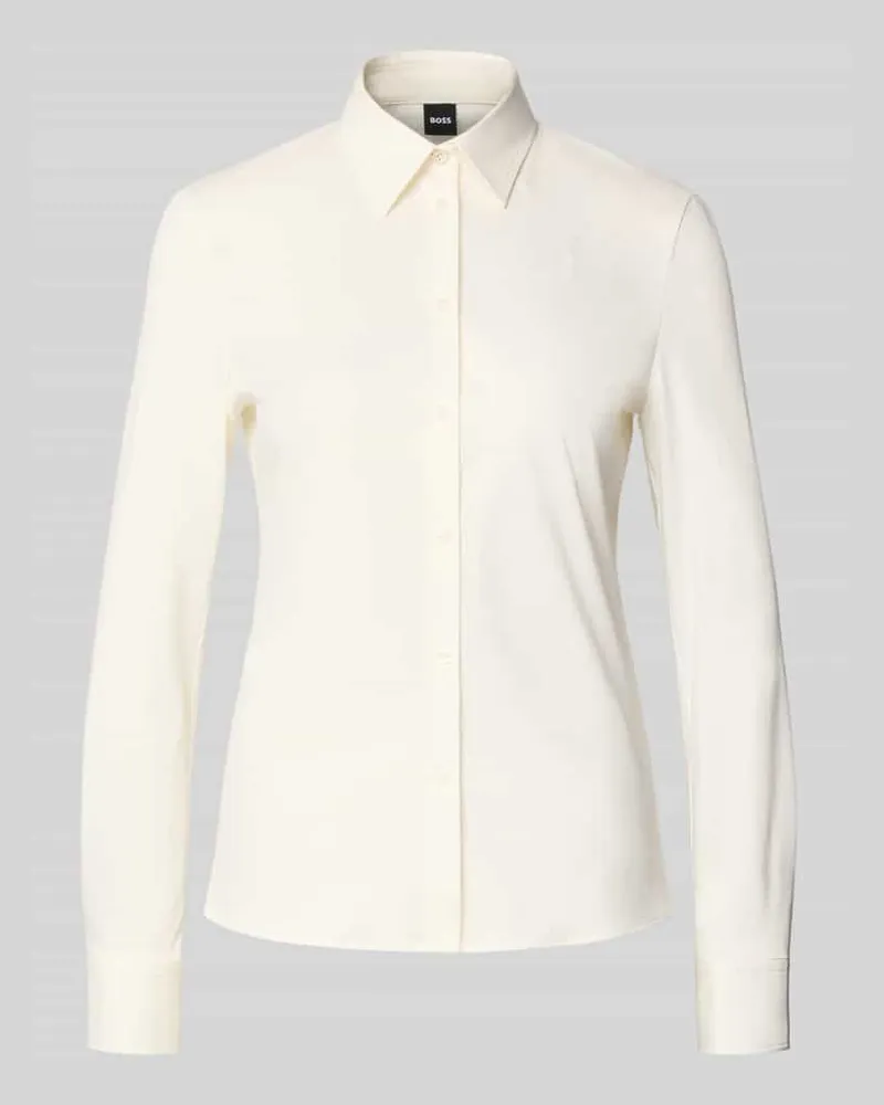 HUGO BOSS Slim Fit Langarmbluse aus reiner Baumwolle Modell 'BRONTA_TUESDAY Offwhite