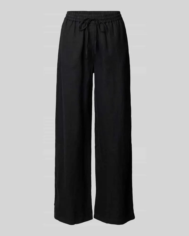 Emily van den Bergh Straight Leg Leinenhose mit elastischem Bund Black