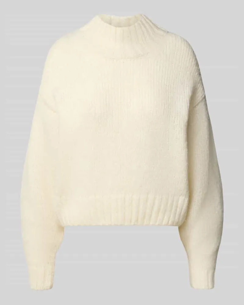 Marc Cain Relaxed Fit Wollpullover mit Alpaka-Anteil in Strick-Optik Offwhite