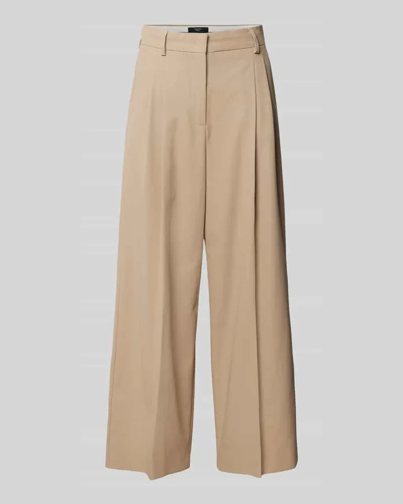 Max Mara Wide Leg Bundfaltenhose aus reiner Baumwolle Modell 'VETTURA Beige
