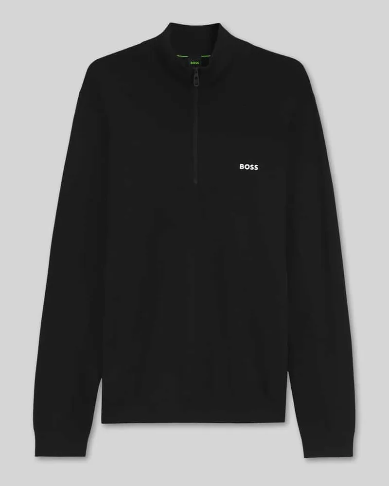HUGO BOSS Regular Fit Pullover mit Schurwoll-Anteil Modell 'KN_Momentum-X QZ Black